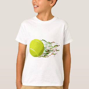 Camiseta As chamas E.U. artísticos da bola de tênis abrem