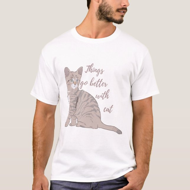 Camiseta As coisas melhoram com o gato (Frente)