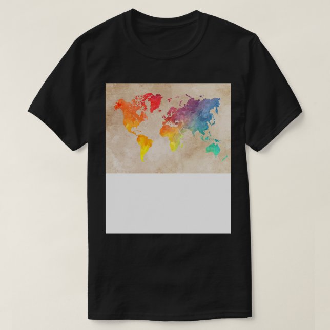 Camiseta As cores do mapa mundial (Frente do Design)