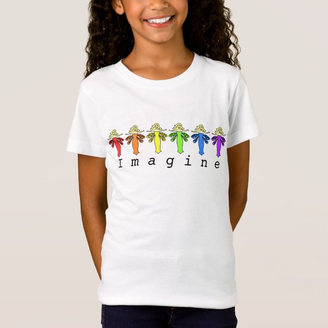 Camiseta As cores feericamente do arco-íris da libélula (Frente)