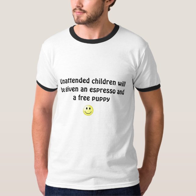 Camiseta As crianças desacompanhadas serão dadas um es… (Frente)