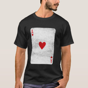 Camiseta Ás de Corações Jogando Cartões Festa de Halloween 