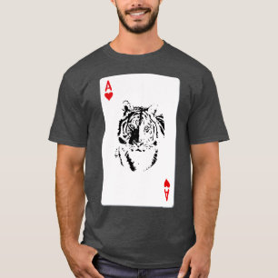Camiseta Ás de corações tocando cartas com tigre