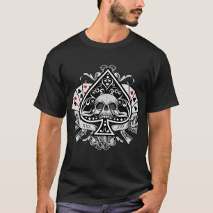 Camiseta Ás de Espadas Caveiras Cartas de Baralho Jogador 