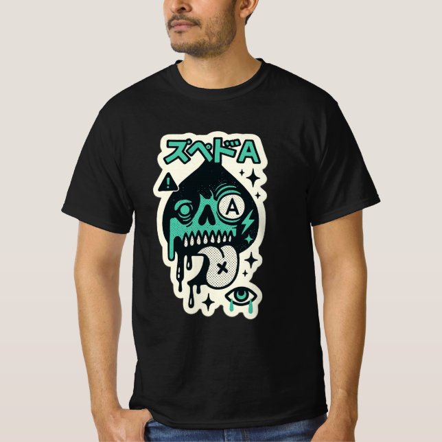 Camiseta Ás de Espadas — Katakana com cabeça de gargalo (Frente)