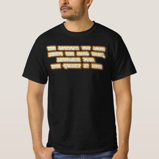 Camiseta "As Decisões" Design. Compre agora (Frente)