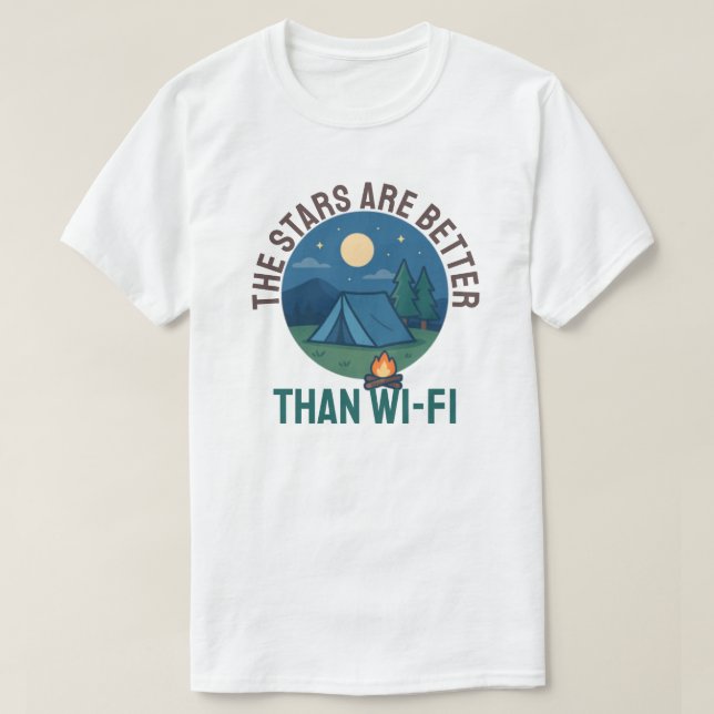Camiseta As estrelas são melhores que o Wi-Fi (Frente do Design)