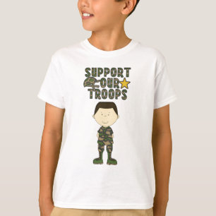 Camiseta As forças armadas cómicas do soldado do menino d