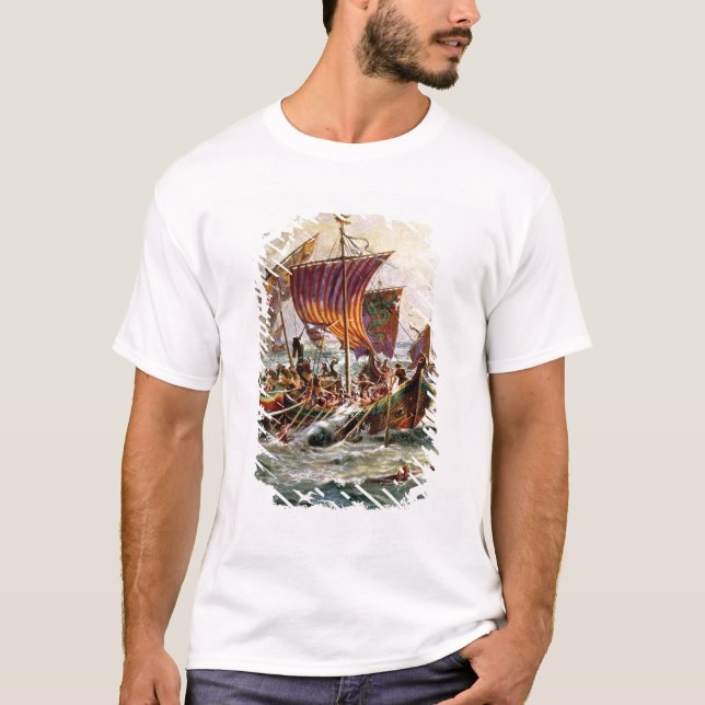 Camiseta As galeras de Alfred que atacam o dragão de Viking (Frente)