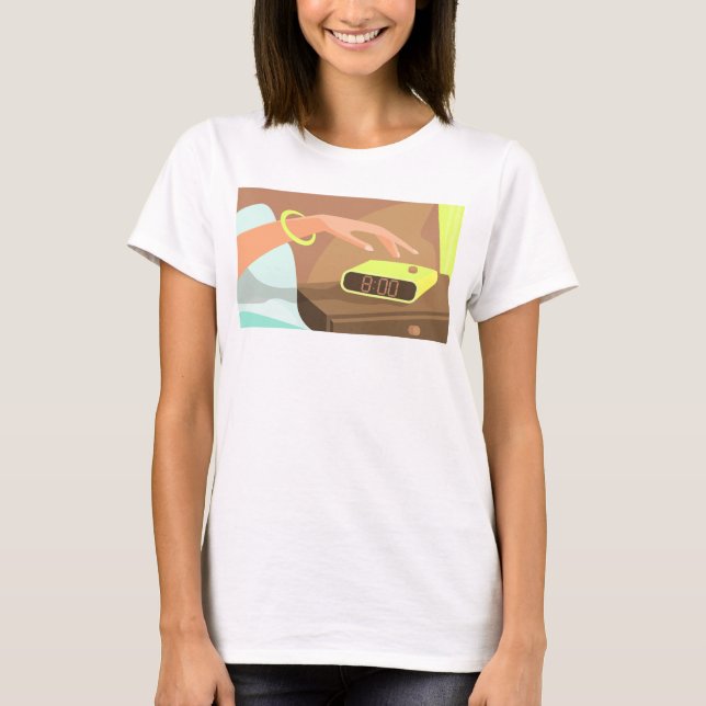Camiseta As garotas apertam o botão de snooze do despertado (Frente)