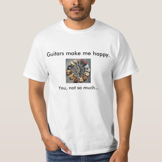 Camiseta As guitarra fazem-me o t-shirt feliz (Frente)
