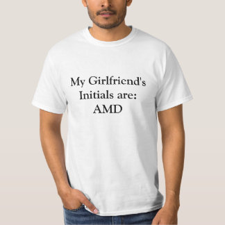 Camiseta As iniciais do meu namorada são:  AMD