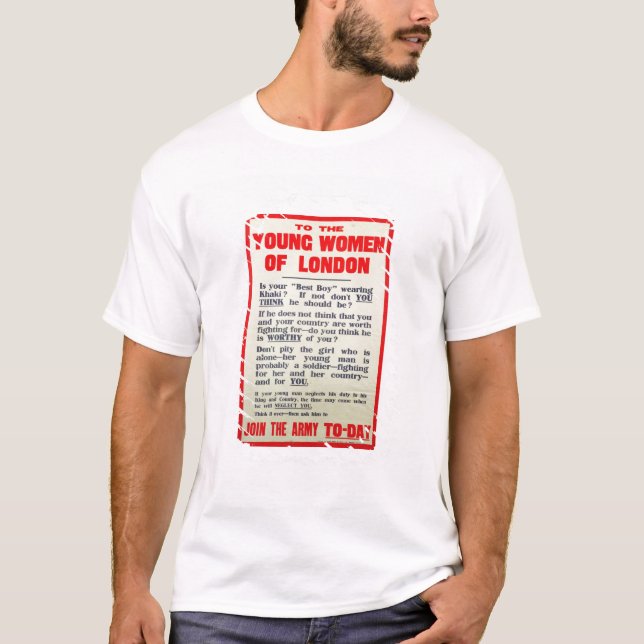 Camiseta Às jovens mulheres de Londres, poster do (Frente)