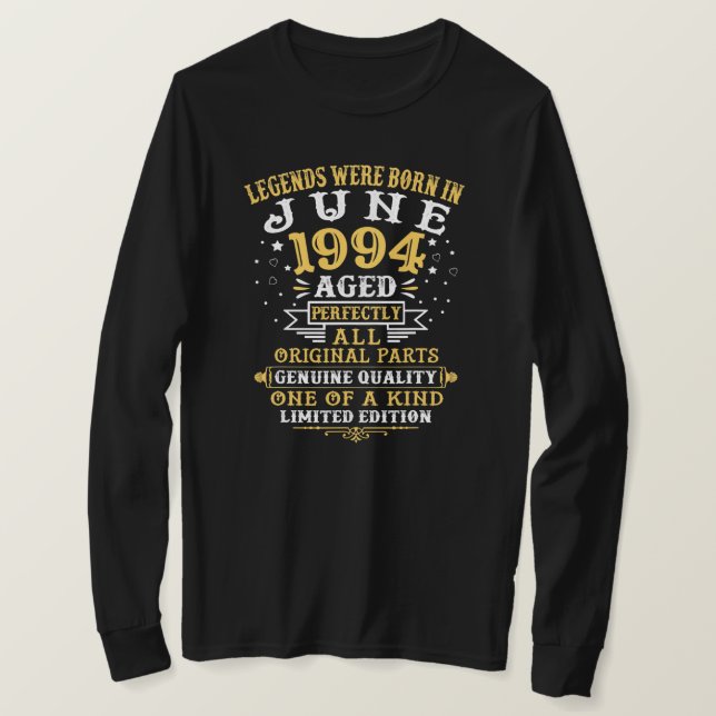 Camiseta As Legendas Foram Nasceres Em Junho De 1994 28 Ano (Frente do Design)