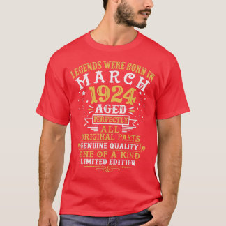 Camiseta As Legendas Foram Nasceres Em Março De 1924 98 Ano