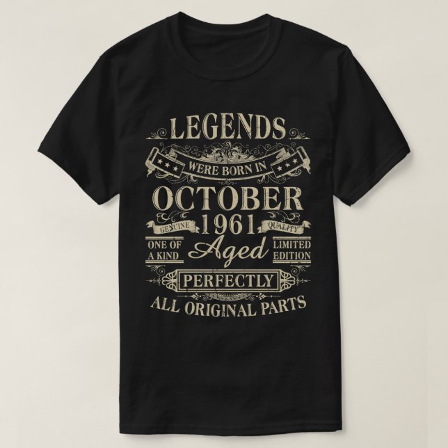 Camiseta As Legendas Foram Nasceres Em Outubro De 1961 60º  (Frente do Design)