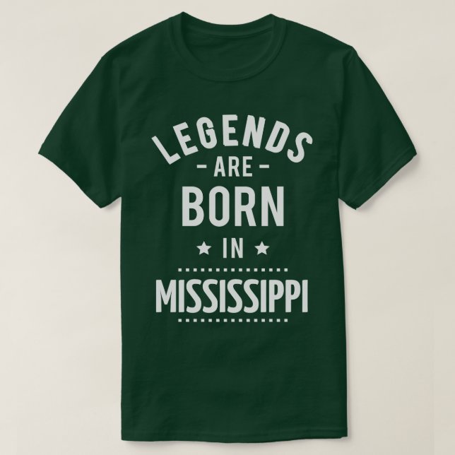 Camiseta As Legendas São Nasceres No Mississippi 1 (Frente do Design)