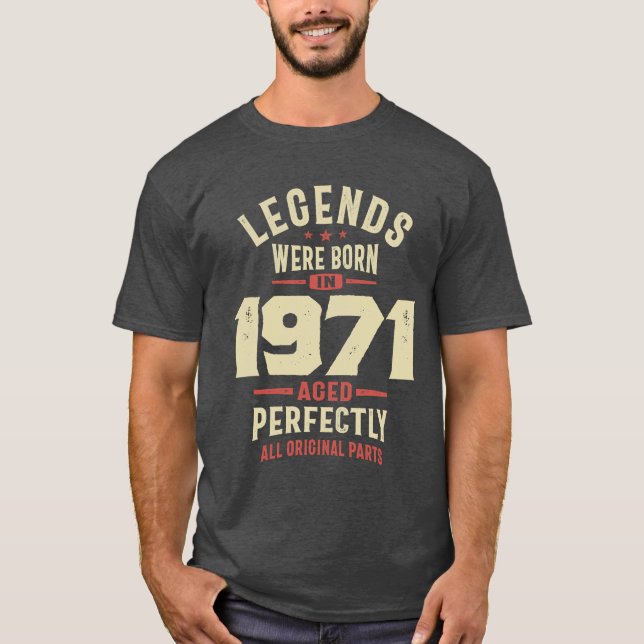Camiseta As lendas foram Nasceres em 1971 52º Aniversário (Frente)