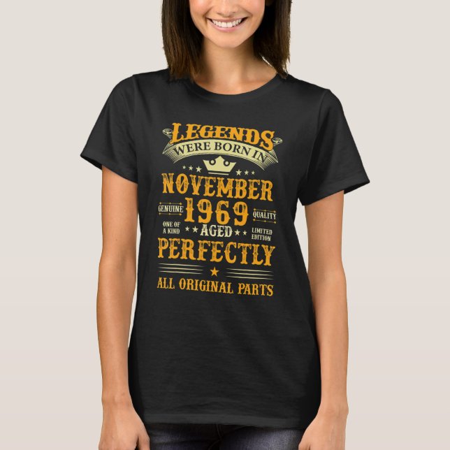 Camiseta As lendas foram Nasceres em novembro de 1969 53 an (Frente)