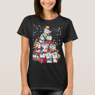 Camiseta As Luzes das Árvores de Natal Bonitas Penguin Dão