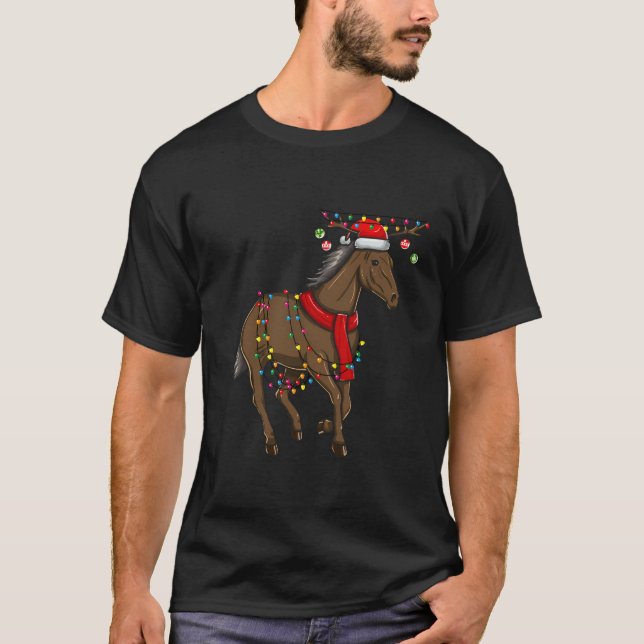Camiseta As Luzes De Feriado De Cavalo De Natal Se Aproxima (Frente)