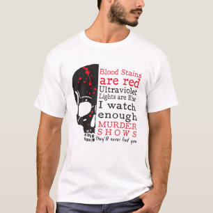 Camiseta As Manchas De Sangue Crânio São Luzes Ultraviole