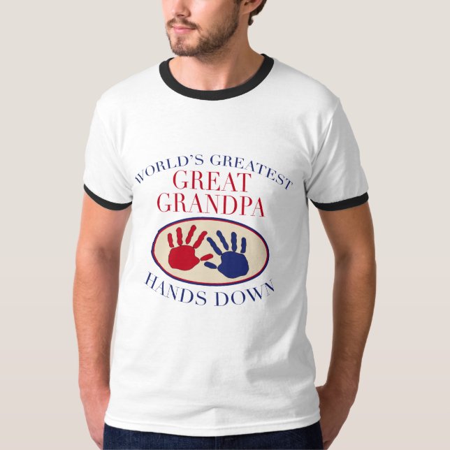 Camiseta As melhores grandes mãos do vovô para baixo (Frente)