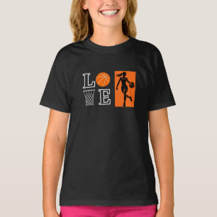 Camiseta As meninas amam basquete, jogador de basquete