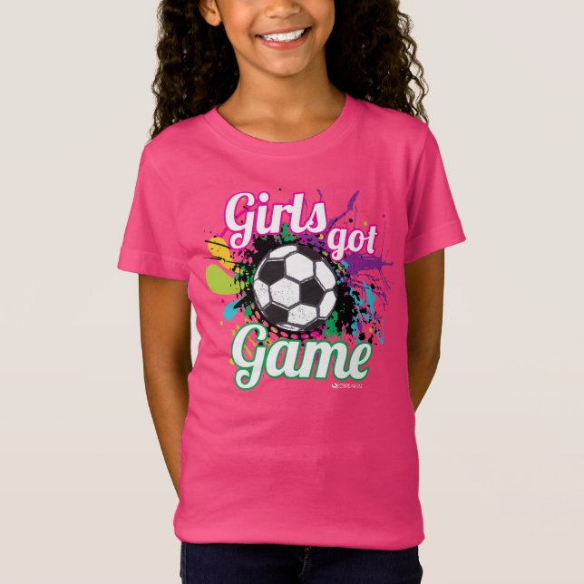 CAMISETA AS MENINAS OBTIVERAM O T-SHIRT DO FUTEBOL DO JOGO (Frente)