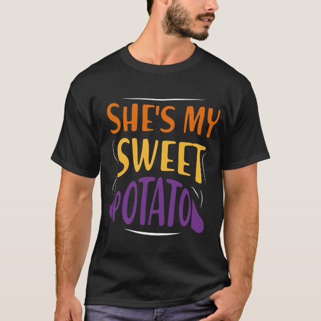 Camiseta As minhas batatas doces eu também casais de Ação d (Frente)