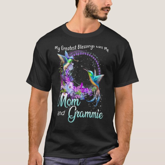 Camiseta As Minhas Maiores Bênçãos Chamam-Me Mãe E Grammie  (Frente)
