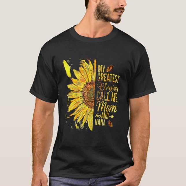 Camiseta As Minhas Maiores Bênçãos Chamam-Me Mãe E Nana Hap (Frente)