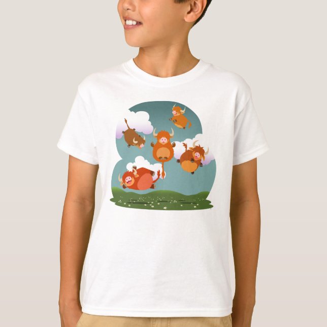 Camiseta As montanhas de flutuação dos desenhos animados (Frente)