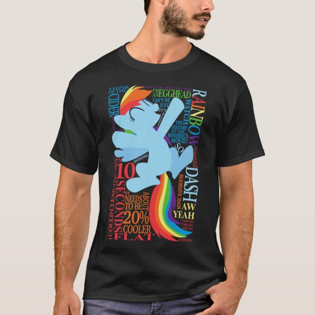 Camiseta As Muitas Palavras dos amigos de Rainbow Dash (Frente)