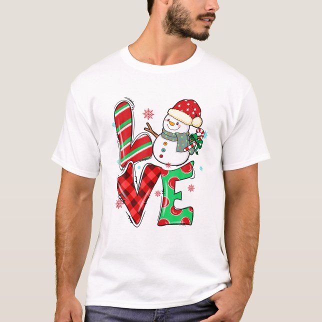 Camiseta As mulheres adoram Papais noeis de Snowman no Nata (Frente)