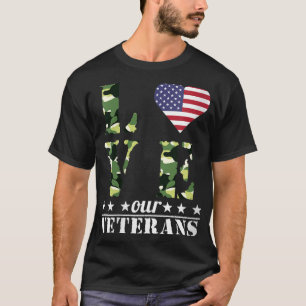 Camiseta As mulheres amam os nossos veteranos um apoio feli