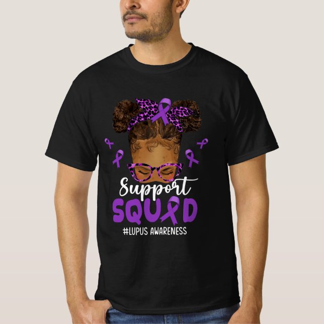 Camiseta As Mulheres Apoiam Esquadra Afro Mensageiro Lúpus  (Frente)