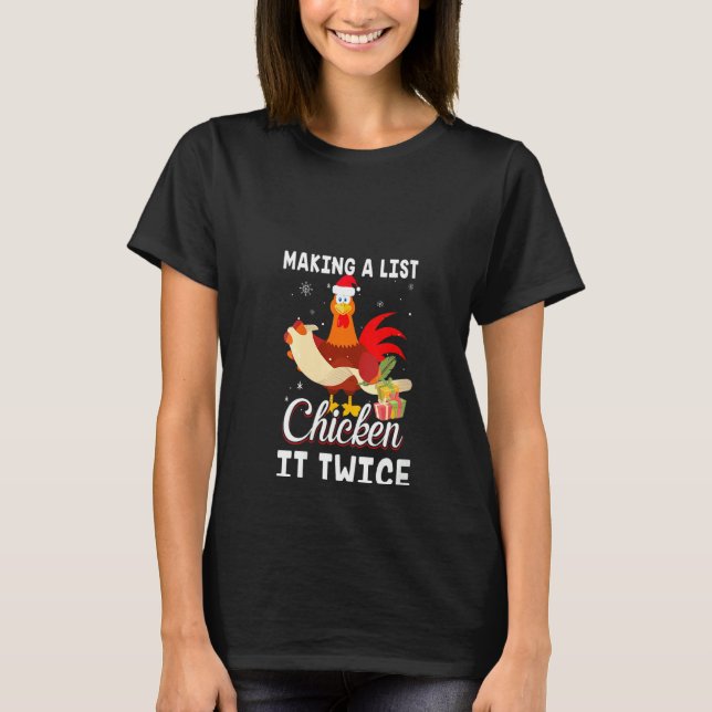 Camiseta As Mulheres Chicken Duas Vezes Engraçadas No Natal (Frente)