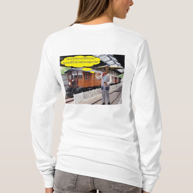 Camiseta As mulheres compram a tee. Dia de os pais feliz. v (Verso)