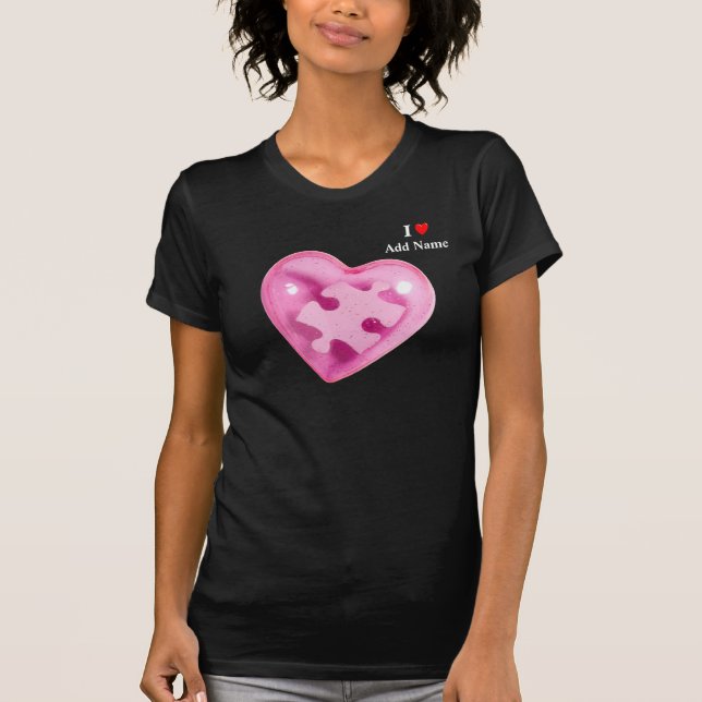 Camiseta As mulheres conscientes do autismo exibem cor rosa (Frente)