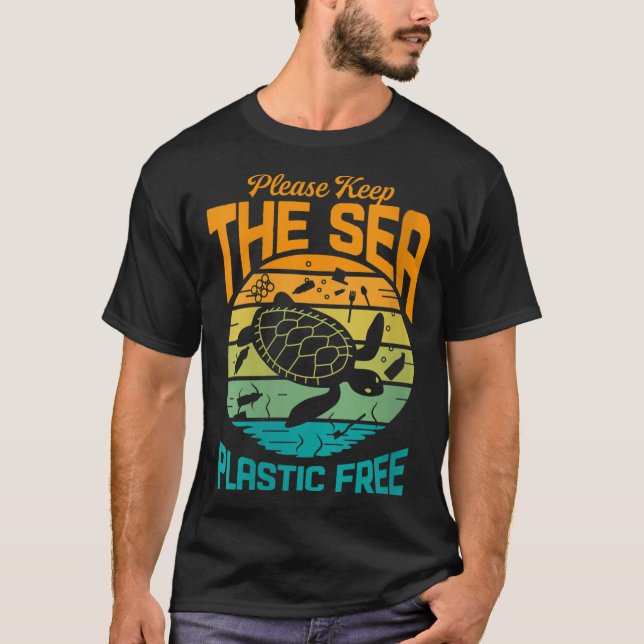 Camiseta As Mulheres Continuam A Dizer Sem Plástico No Mar. (Frente)