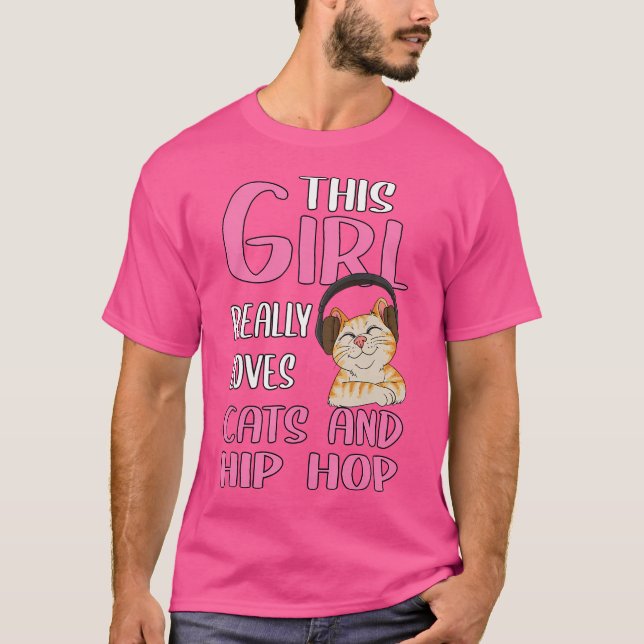 Camiseta As Mulheres Dão Presente A Garota Adora Gatos E Hi (Frente)