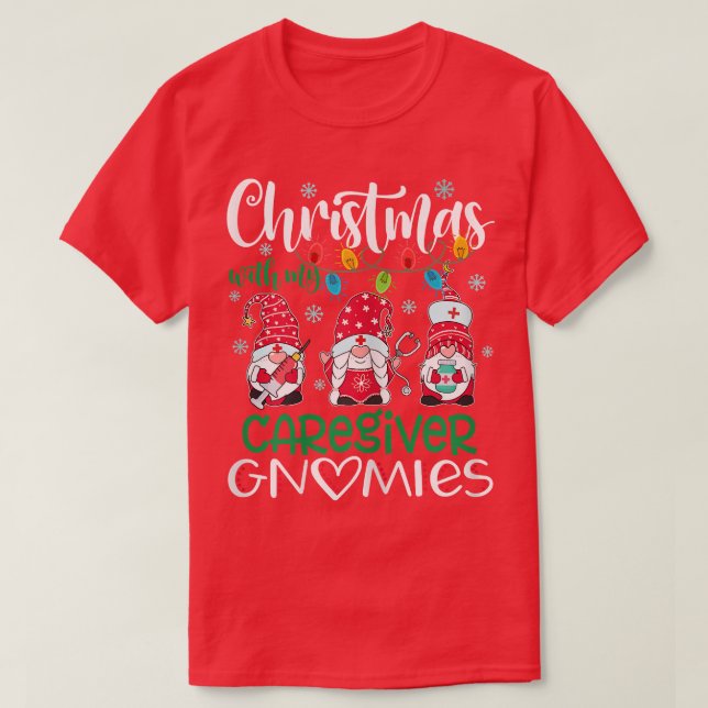 Camiseta As Mulheres De Natal Com O Meu Cuidador Gnomies St (Frente do Design)