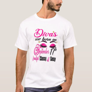 Camiseta As Mulheres Divas Estão Nasceres Em 17 De Setembr
