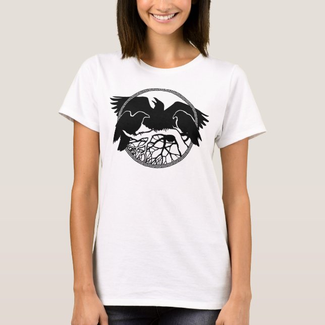 Camiseta As Mulheres em Cima do Tanque Raven, Arte Cruzada (Frente)