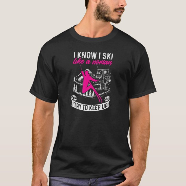 Camiseta As Mulheres Esquiando O Inverno Eu Sei Que Eu Esqu (Frente)