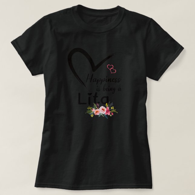 Camiseta As Mulheres Felicidade É Ser Uma Arte Lita Viúva F (Frente do Design)