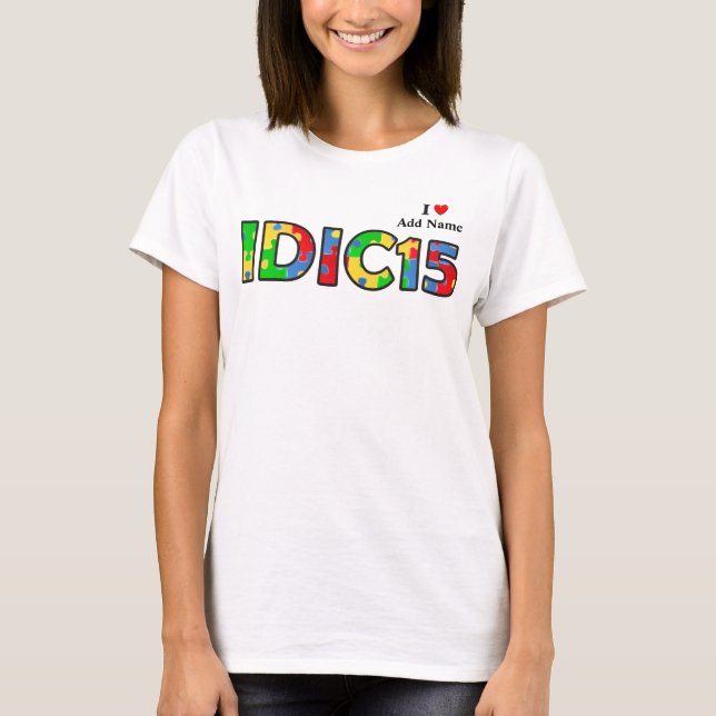 Camiseta As mulheres IDIC15 exibem Quebra-cabeça de multico (Frente)