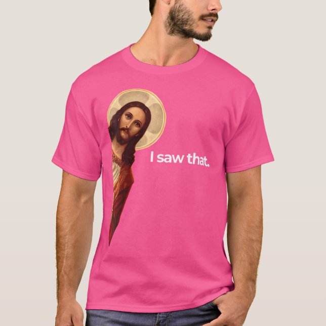 Camiseta As Mulheres Jesus Peeking Eu Vi Aquele Cristão Eng (Frente)
