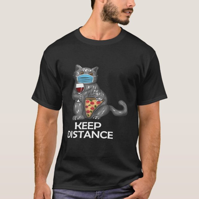 Camiseta As mulheres mantêm distância, gato engraçado com m (Frente)